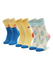 Happy Socks Zestaw 3 par wysokich skarpet dziecięcych XKTRA08-2000 Niebieski