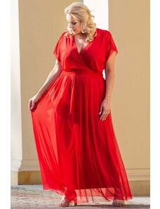 KARKO Sukienka tiulowa długa wyjątkowa MANUELA czerwona