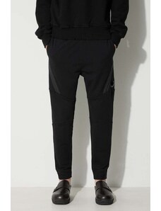 C.P. Company spodnie dresowe bawełniane DIAGONAL RAISED FLEECE ZIPPED TRACK PANTS kolor czarny gładkie 15CMSP084A005086W