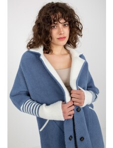 ModaMia Ciemnoniebieski płaszcz alpaka z dodatkiem wełny
