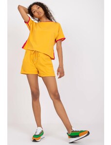 ModaMia Żółto-różowy dwuczęściowy komplet basic z bawełny RUE PARIS