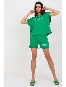 ModaMia Zielony damski dresowy komplet letni z napisami