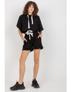 ModaMia Czarny letni dresowy komplet basic z bluzą z kapturem