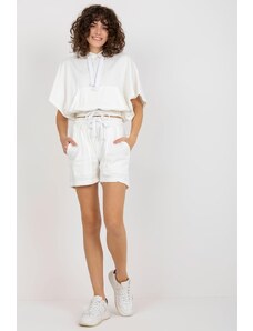 ModaMia Ecru letni dresowy komplet basic z krótką bluzą