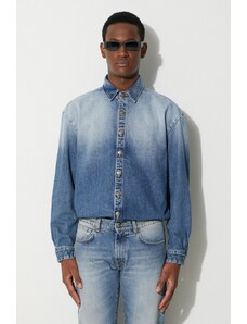 424 koszula jeansowa męska kolor niebieski regular z kołnierzykiem klasycznym 35424EJ01L1.236545