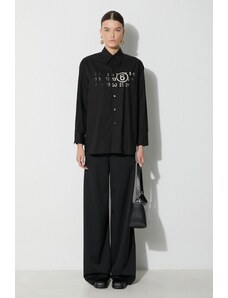 MM6 Maison Margiela koszula bawełniana Long-Sleeved Shirt damska kolor czarny regular z kołnierzykiem klasycznym S62DT0023