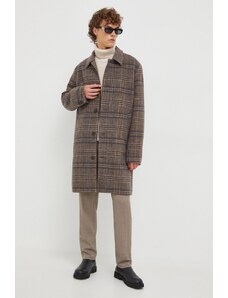 Les Deux płaszcz wełniany kolor brązowy przejściowy oversize