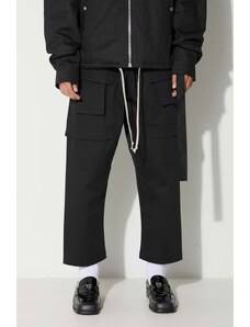 Rick Owens spodnie bawełniane kolor czarny proste