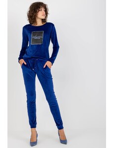 ModaMia Kobaltowy damski komplet welurowy ze spodniami