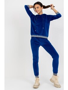 ModaMia Kobaltowy miękki komplet welurowy ze spodniami