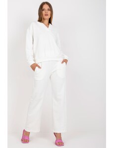 ModaMia Biały komplet dresowy z szerokimi spodniami