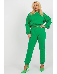 ModaMia Zielony dresowy komplet plus size basic z bluzą z kapturem