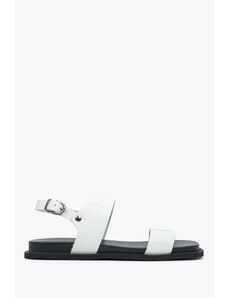 Białe sandały damskie z włoskiej skóry naturalnej ze sprzączką Estro ER00113111