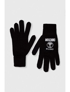 Moschino rękawiczki wełniane damskie kolor czarny
