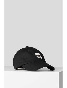 Karl Lagerfeld czapka z daszkiem bawełniana kolor czarny z aplikacją