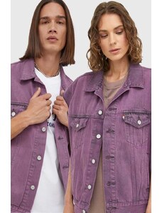Levi's bezrękawnik jeansowy kolor fioletowy przejściowy