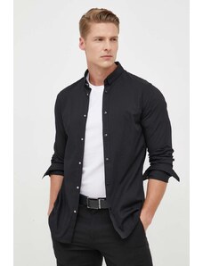 Armani Exchange koszula męska kolor czarny slim z kołnierzykiem button-down