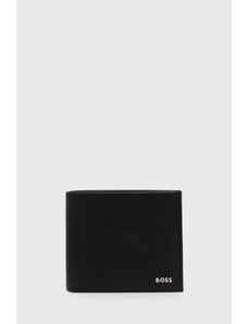 BOSS portfel skórzany męski kolor czarny 50499270