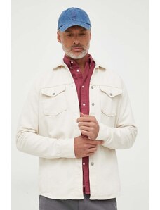 Pepe Jeans koszula jeansowa Dave męska kolor beżowy regular z kołnierzykiem klasycznym