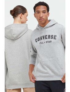 Converse bluza kolor szary z kapturem z nadrukiem