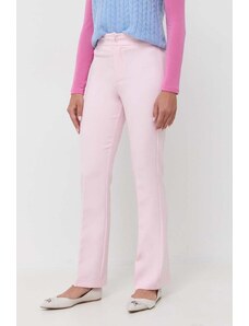 Silvian Heach spodnie damskie kolor różowy proste high waist