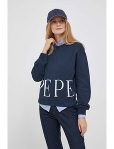 Pepe Jeans bluza bawełniana Victoria damska kolor granatowy z nadrukiem