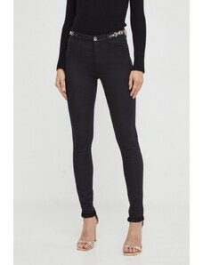 Morgan spodnie damskie kolor czarny dopasowane medium waist