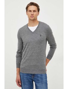 Polo Ralph Lauren sweter wełniany męski kolor szary lekki