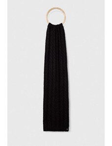 Lauren Ralph Lauren szalik z domieszką wełny kolor czarny gładki