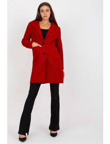 ModaMia Ciemnoczerwony pluszowy płaszcz z zapięciem OCH BELLA