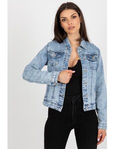 ModaMia Niebieska krótka kurtka jeansowa z kieszeniami