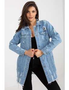 ModaMia Niebieska długa kurtka jeansowa oversize