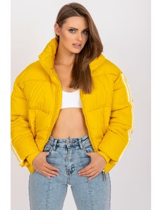 ModaMia Żółta kurtka zimowa pikowana