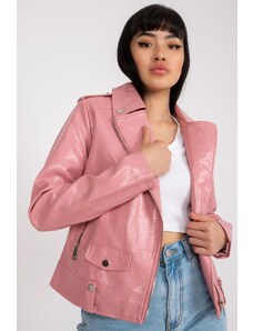 ModaMia Różowa kurtka ramoneska ze skóry ekologicznej
