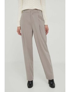 Sisley spodnie z domieszką wełny kolor beżowy proste high waist