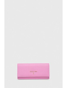 Patrizia Pepe portfel skórzany kolor różowy CQ0215 L001