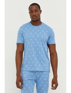 Polo Ralph Lauren t-shirt piżamowy bawełniany kolor niebieski wzorzysta