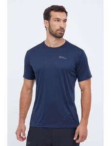Jack Wolfskin t-shirt sportowy Tech kolor granatowy gładki 1807072
