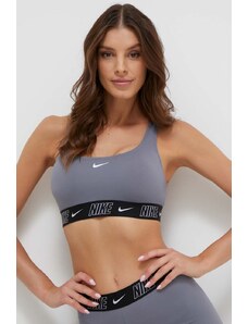 Nike biustonosz kąpielowy Logo Tape kolor szary lekko usztywniona miseczka