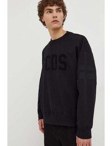 GCDS bluza bawełniana męska kolor czarny z aplikacją