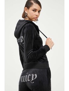 Juicy Couture bluza damska kolor czarny z kapturem z aplikacją