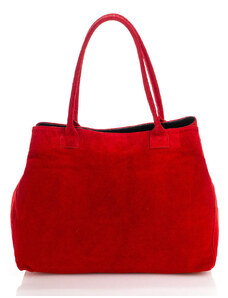 ORE10 Skórzany shopper bag "Plaso" w kolorze czerwonym - 41 x 28 x 7 cm