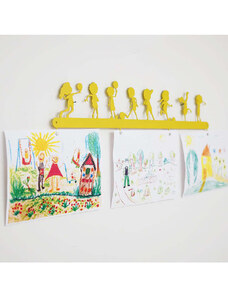 Woody Kids Wieszak w kolorze żółtym na obrazki - 70 x 15 cm