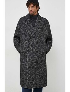 Calvin Klein płaszcz męski kolor czarny przejściowy dwurzędowy
