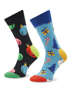 Happy Socks Zestaw 2 par wysokich skarpet dziecięcych XKHLD02-0200 Kolorowy