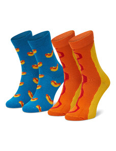 Happy Socks Zestaw 2 par wysokich skarpet dziecięcych KHDO02-6700 Niebieski