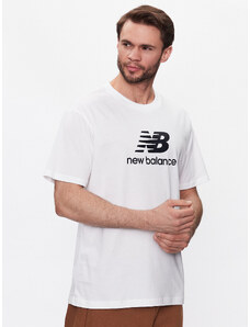 New Balance T-Shirt Essentials Stacked Logo MT31541 Biały Relaxed Fit