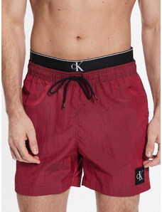 Calvin Klein Swimwear Szorty kąpielowe Medium Double Wb KM0KM00846 Bordowy Regular Fit