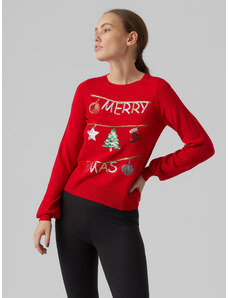 Vero Moda Sweter Merryxmas 10272463 Czerwony Regular Fit