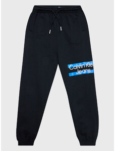 Calvin Klein Jeans Spodnie dresowe Maxi Block Logo IB0IB01591 Czarny Regular Fit